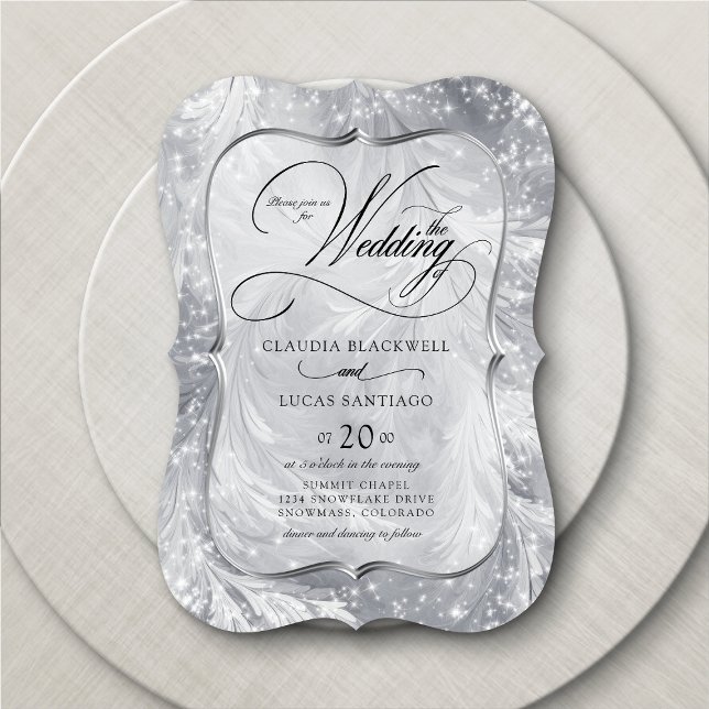 Winter Wonderland Snow Silver Wedding Invitation (Creator Uploaded)