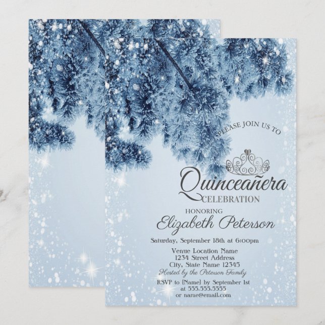 Winter Wonderland,Snow,Snowflakes Quinceañera Invitation (Front/Back)