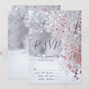 Winter Wonderland,Snow String Lights RSVP Invitation