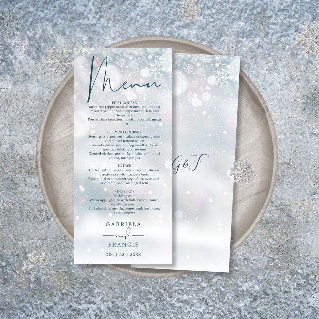 Winter Wonderland Snow Wedding Dinner Menu (Winter Wonderland Snow Wedding Dinner Menu)