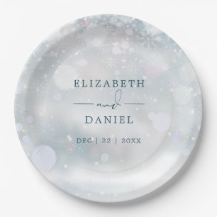 Winter Wonderland Snow Wedding Paper Plate