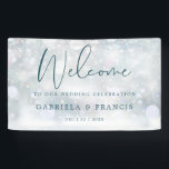 Winter Wonderland Snow Wedding Welcome Banner<br><div class="desc">This elegant winter wonderland snow wedding welcome sign banner can be personalised with your information in chic typography. Designed by Thisisnotme©</div>
