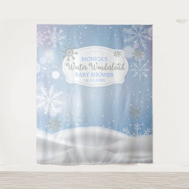 Winter Wonderland Snoweflakes backdrop Tapestry (Front)
