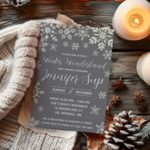 Winter Wonderland, Snowflake Baby Sprinkle, Shower Invitation