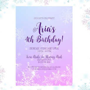 Winter Wonderland Snowflake Birthday Invitation