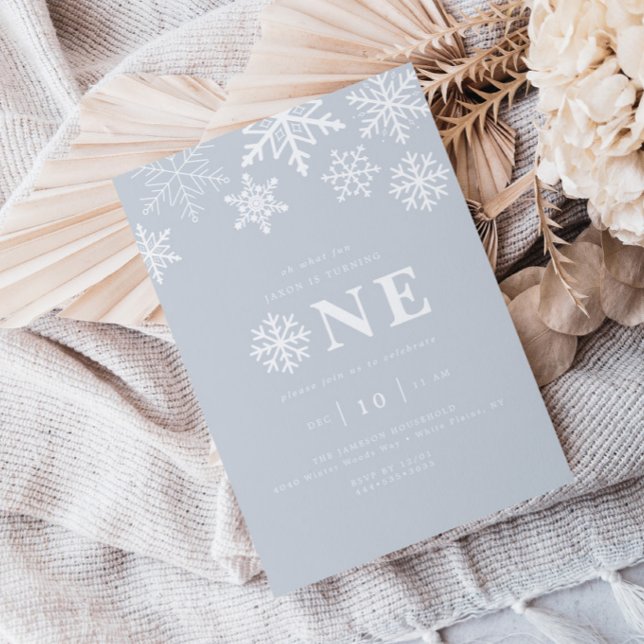 Winter Wonderland Snowflake Boys Blue Birthday Invitation (Creator Uploaded)
