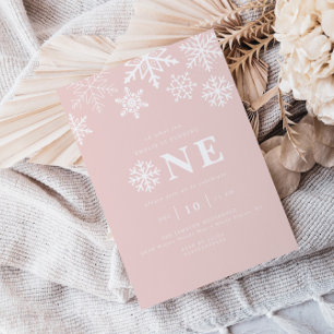 Winter Wonderland Snowflake Girls Pink Birthday Invitation