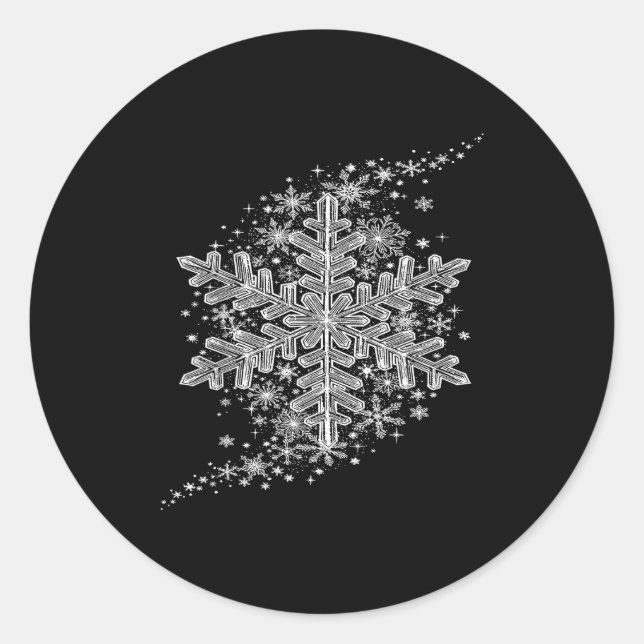 Winter Wonderland Snowflake Holiday Design For Men Classic Round Sticker (Front)