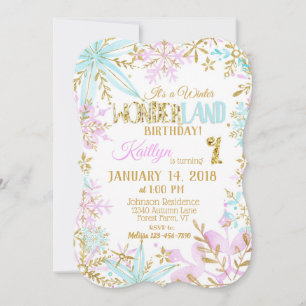 Winter Wonderland Snowflake Sparkle Birthday Invitation