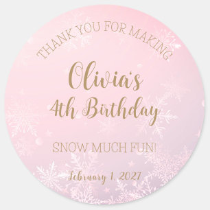 Winter Wonderland Snowflake Thank You Birthday Classic Round Sticker