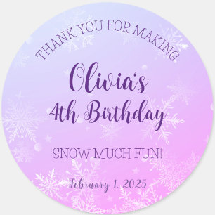 Winter Wonderland Snowflake Thank You Birthday Classic Round Sticker