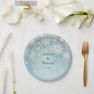 Winter Wonderland Snowflake Wedding Paper Plate