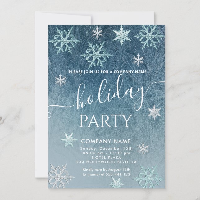Winter wonderland snowflakes company party invitat invitation (Front)