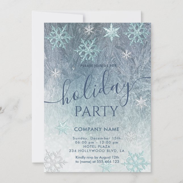 Winter wonderland snowflakes company party invitation (Front)