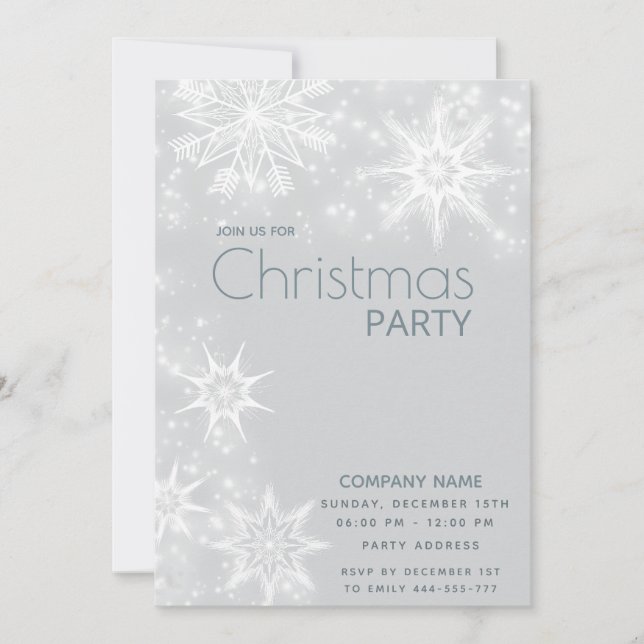 Winter wonderland snowflakes corporate Christmas  Invitation (Front)