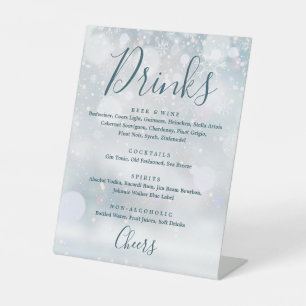 Winter Wonderland Snowflakes Drinks Menu Pedestal Sign