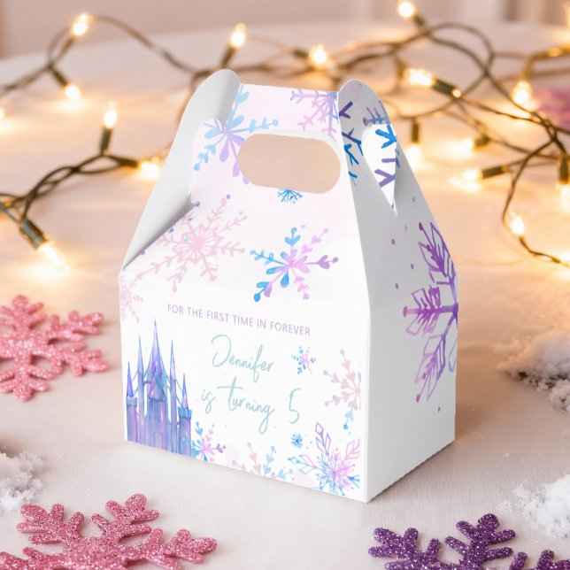 Winter Wonderland Snowflakes Girl Snow Birthday Favour Box (Creator Uploaded)