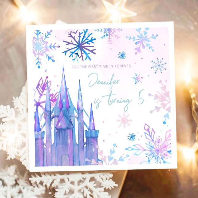 Winter Wonderland Snowflakes Girl Snow Birthday Napkin (Creator Uploaded)