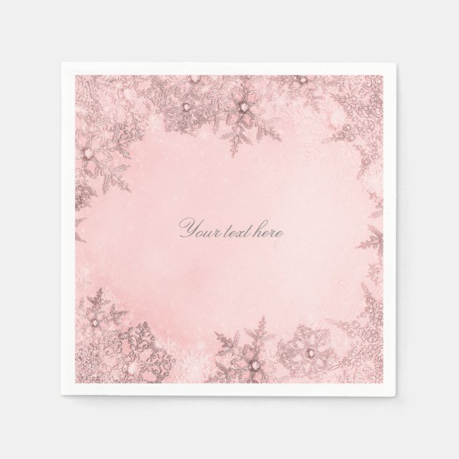 Winter Wonderland Snowflakes Soft Pink Elegant Napkin (Front)