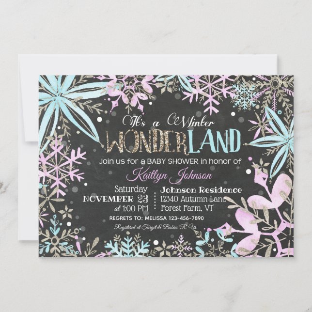 Winter Wonderland Snowflakes Sparkle Baby Shower Invitation (Front)