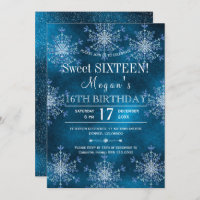 Winter wonderland snowflakes Sweet 16 birthday