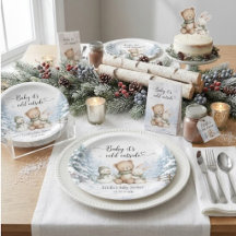 Winter Wonderland Snowflakes Woodland Baby Shower