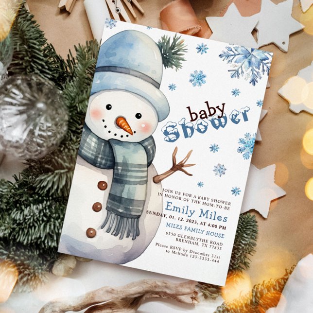 Winter Wonderland Snowman Baby Shower  Invitation (Creator Uploaded)