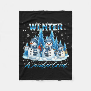 Winter Wonderland Snowman Family Snowflake Cozy Wi Fleece Blanket