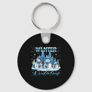 Winter Wonderland Snowman Family Snowflake Cozy Wi Key Ring