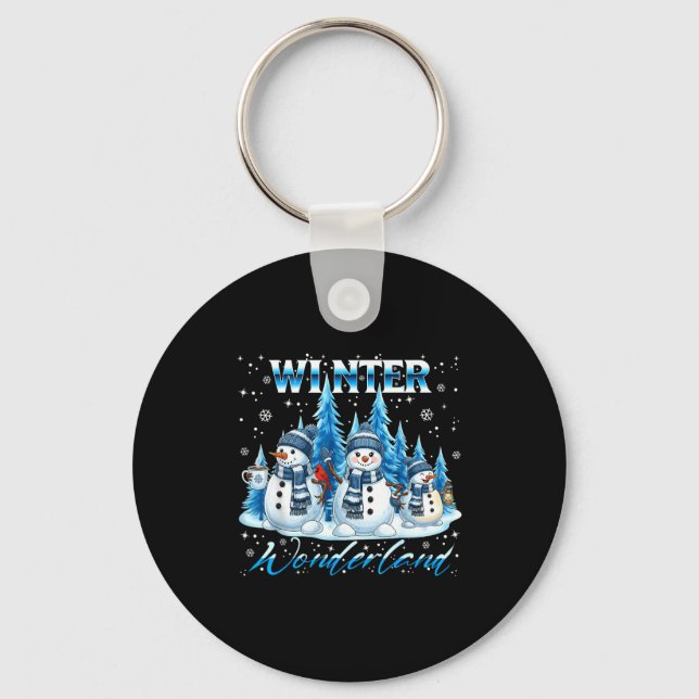 Winter Wonderland Snowman Family Snowflake Cozy Wi Key Ring (Front)