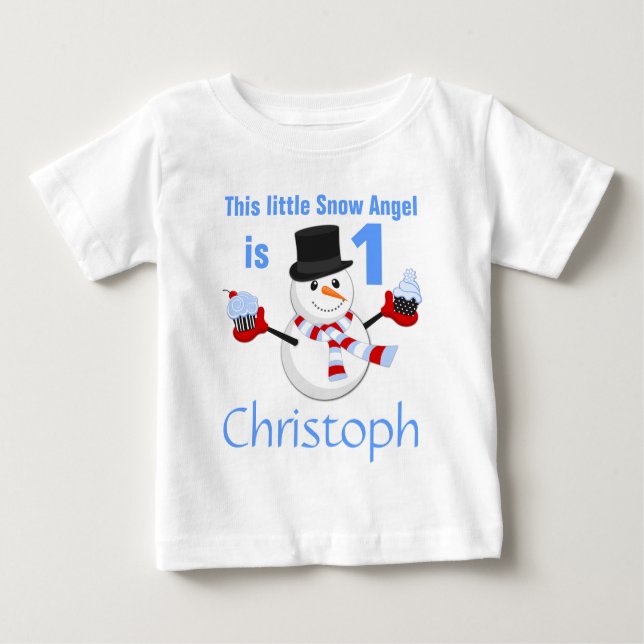 Winter Wonderland Snowman First Birthday Baby T-Shirt (Front)