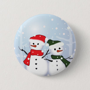 Winter Wonderland Snowman Our First Christmas 6 Cm Round Badge