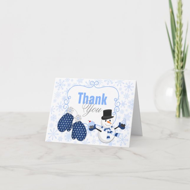 Winter Wonderland Snowman Thank You Card (Front)