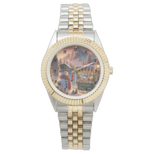 Winter Wonderland Snowman's Hot Chocolate Cart Watch