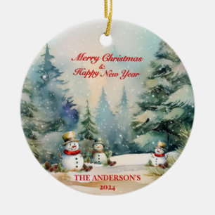 Winter Wonderland Snowmen Holiday Ceramic Tree Decoration