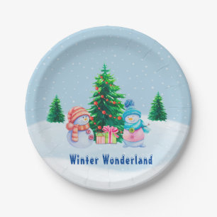 Winter Wonderland Snowmen Paper Plate