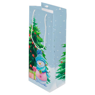Winter Wonderland Snowmen Wine Gift Bag