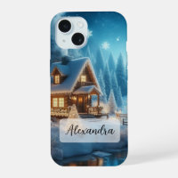 Winter Wonderland Snowy Cabin with Frozen River