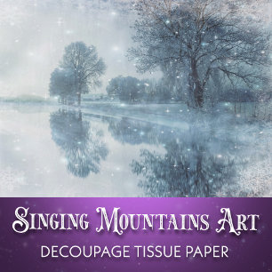 Winter Wonderland Snowy Forest and Pond Decoupage Tissue Paper