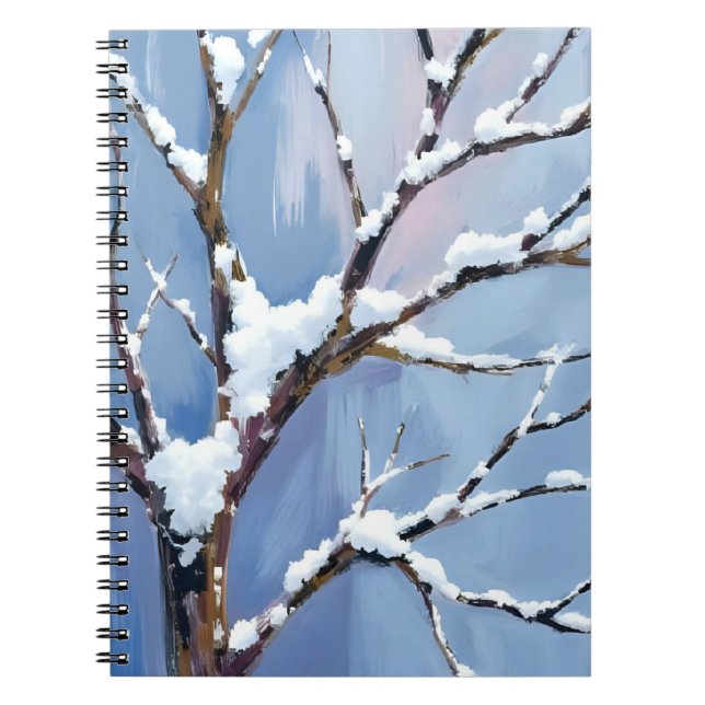 Winter Wonderland Snowy Tree Branches Painted Notebook (Front)