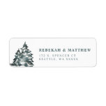 Winter Wonderland Snowy Tree Return Address Labels<br><div class="desc">This beautiful white and green label features watercolored snow covered trees on a bright white background. You can customise with your name(s) and address.</div>