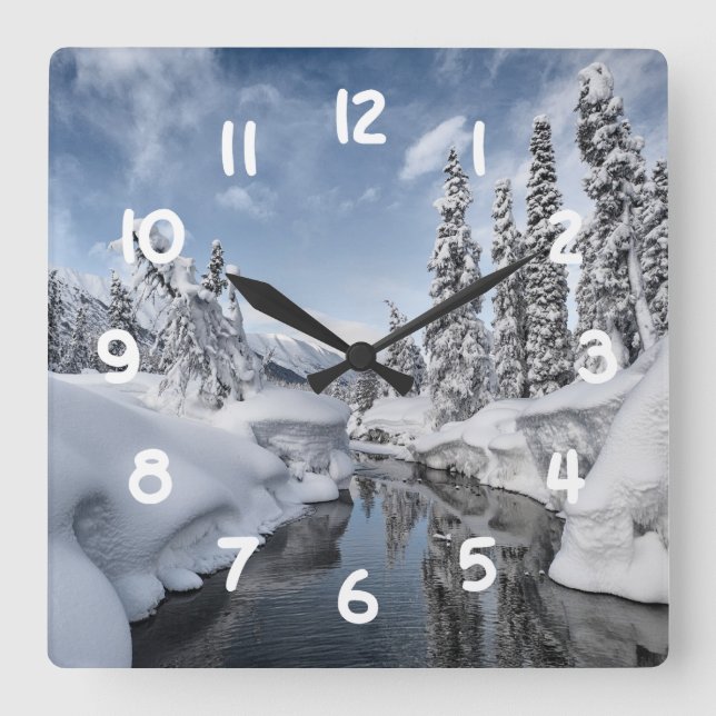 Winter Wonderland Square Wall Clock (Front)