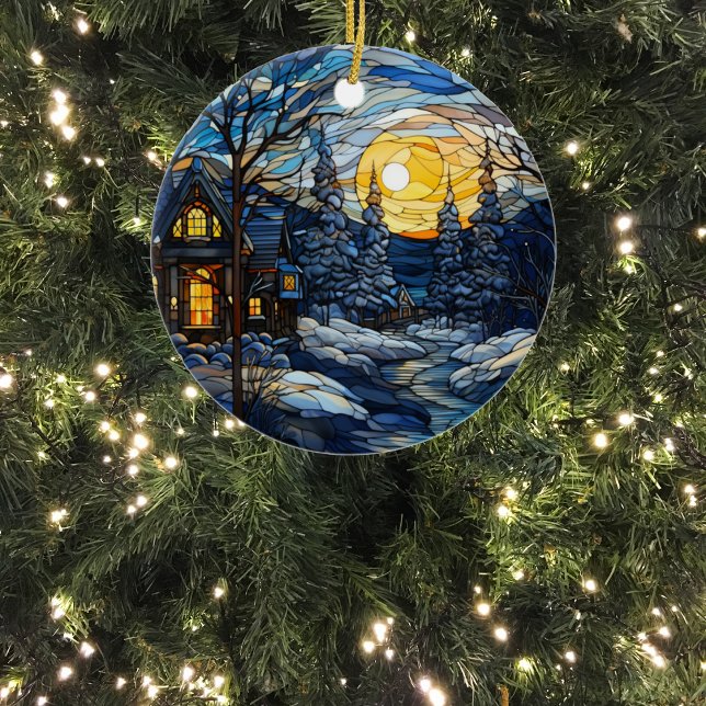 Winter Wonderland Stained Glass Christmas Ceramic Tree Decoration (Creator Uploaded)