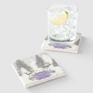 Winter Wonderland Stone Coaster - Purple