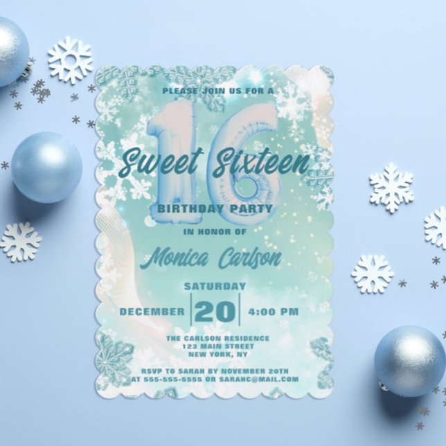 Winter Wonderland Sweet Sixteen Birthday Invitation (Creator Uploaded)