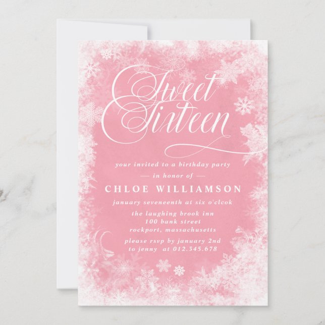 Winter Wonderland Sweet Sixteen Party Invitation (Front)