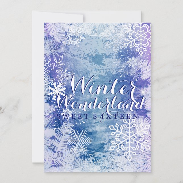 Winter Wonderland Theme Sweet Sixteen Birthday Invitation (Front)