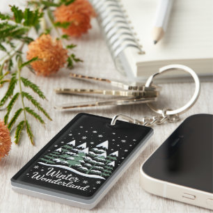 Winter Wonderland Trees Christmas Family Crew Key Ring