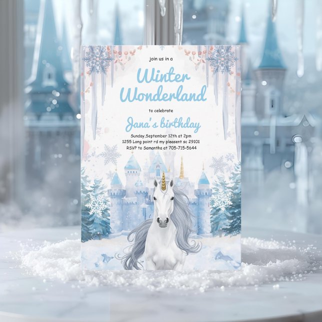 Winter Wonderland Unicorn Birthday  Invitation (Creator Uploaded)