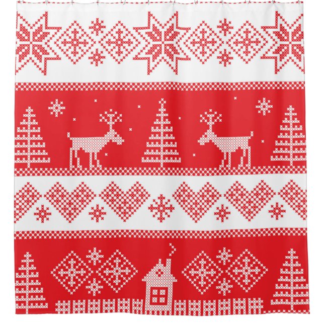 Winter Wonderland: Vintage Seamless Design. Shower Curtain (Front)